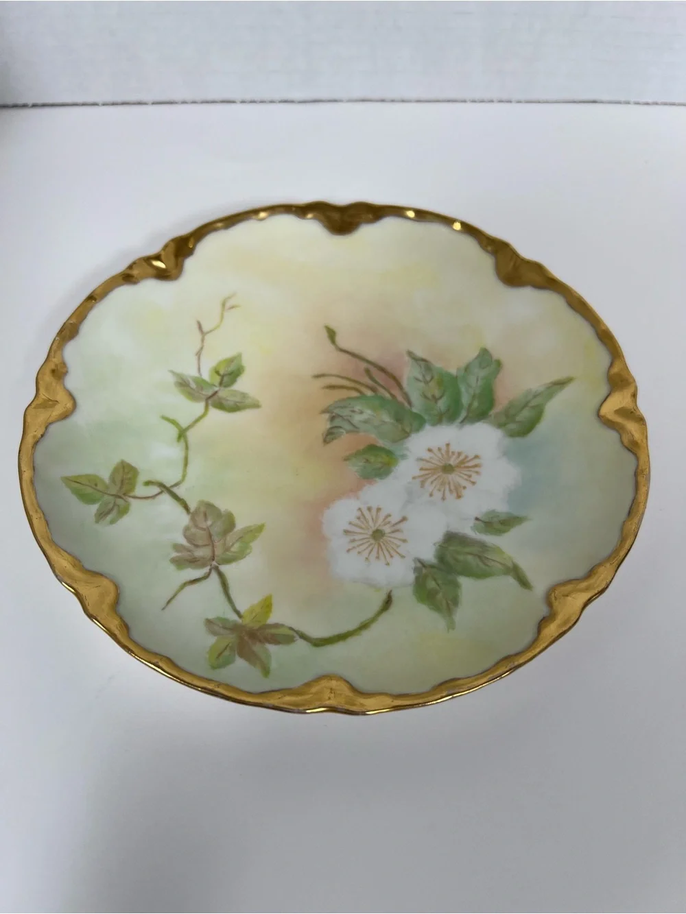 Antique Haviland Limoges France Hand Painted Floral Gold Gilt Cabinet Plate 7.5”